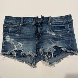 American Eagle Outfitters Ripped Blue Jean Shorts